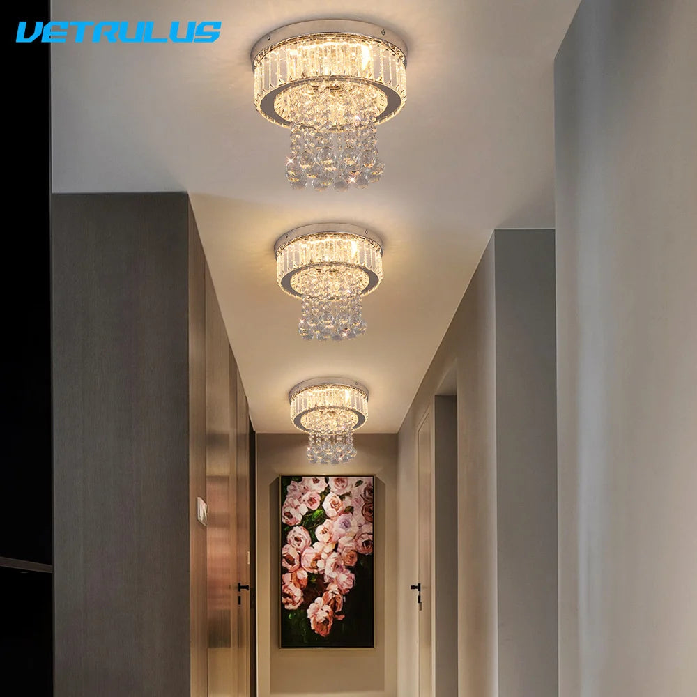 Modern Pendant Light Luxury K9 Crystal Led Ceiling Lamp Chandelier