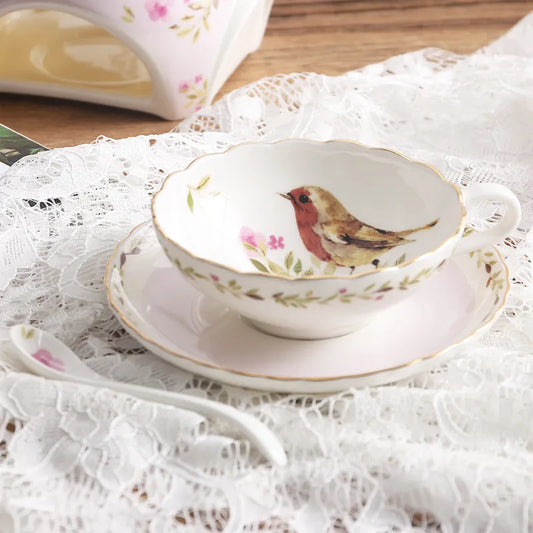 Eloquent Flower Design 150ml Tea Set Bone China Ceramics