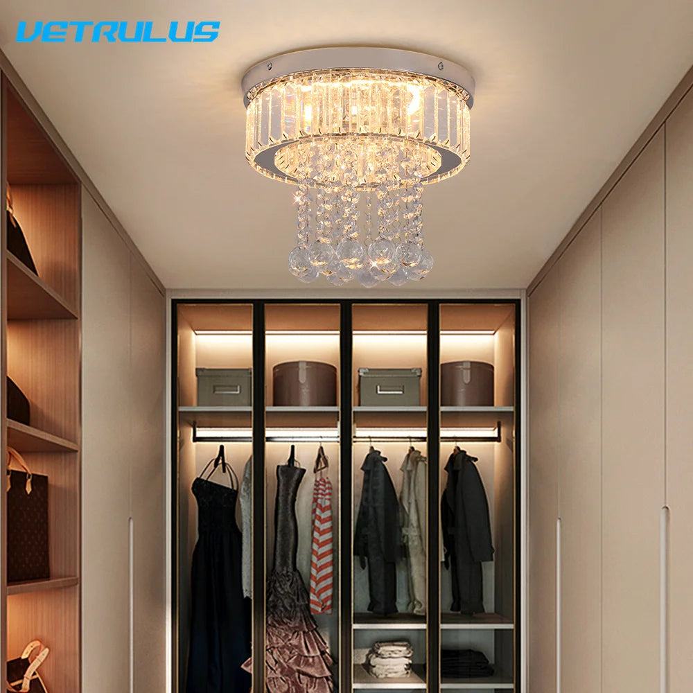 Modern Pendant Light Luxury K9 Crystal Led Ceiling Lamp Chandelier