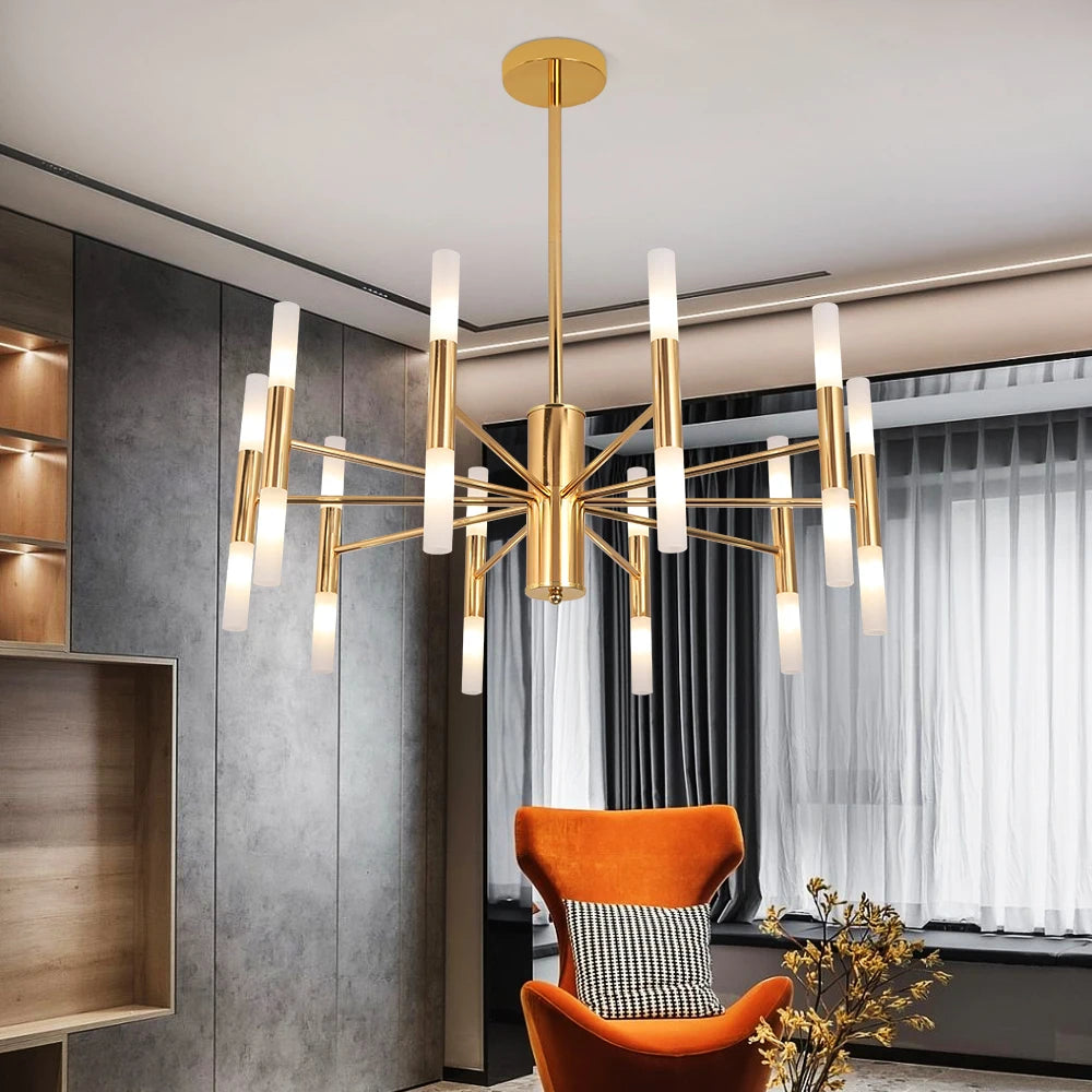 Modern Golden LED Chandelier Hotel Hall Chandeliers Living Room Ceiling Light Fixtures