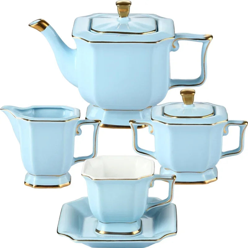 Elegant Living 15-piece ceramic high-end English afternoon tea set.