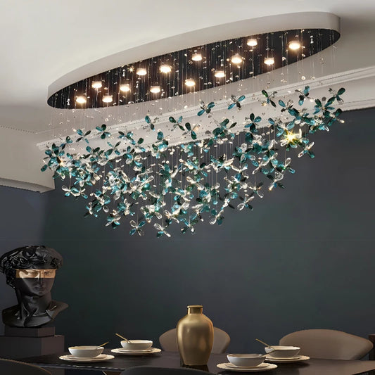Sheer Luxury Artistic Crystal Chandelier For Living Or Dining Room Oval Design