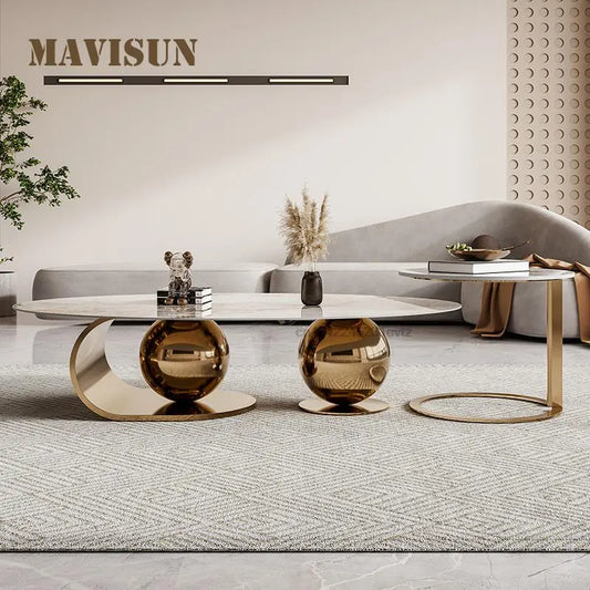 Slate Coffee Tables Combination Light Luxury Modern Minimalist Living Room Italian Furniture