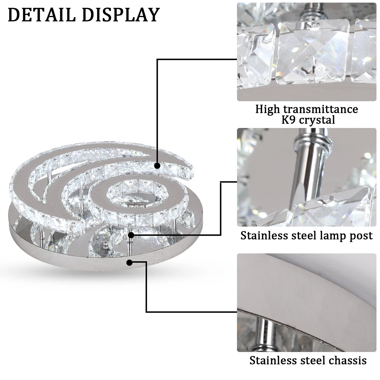 Modern K9 Crystal Ceiling Lamps Bedroom Led Chrome Chandelier Luminaires Lighting