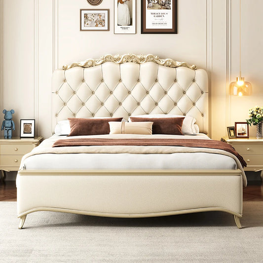White European Style Double and King Bed Base with Storage