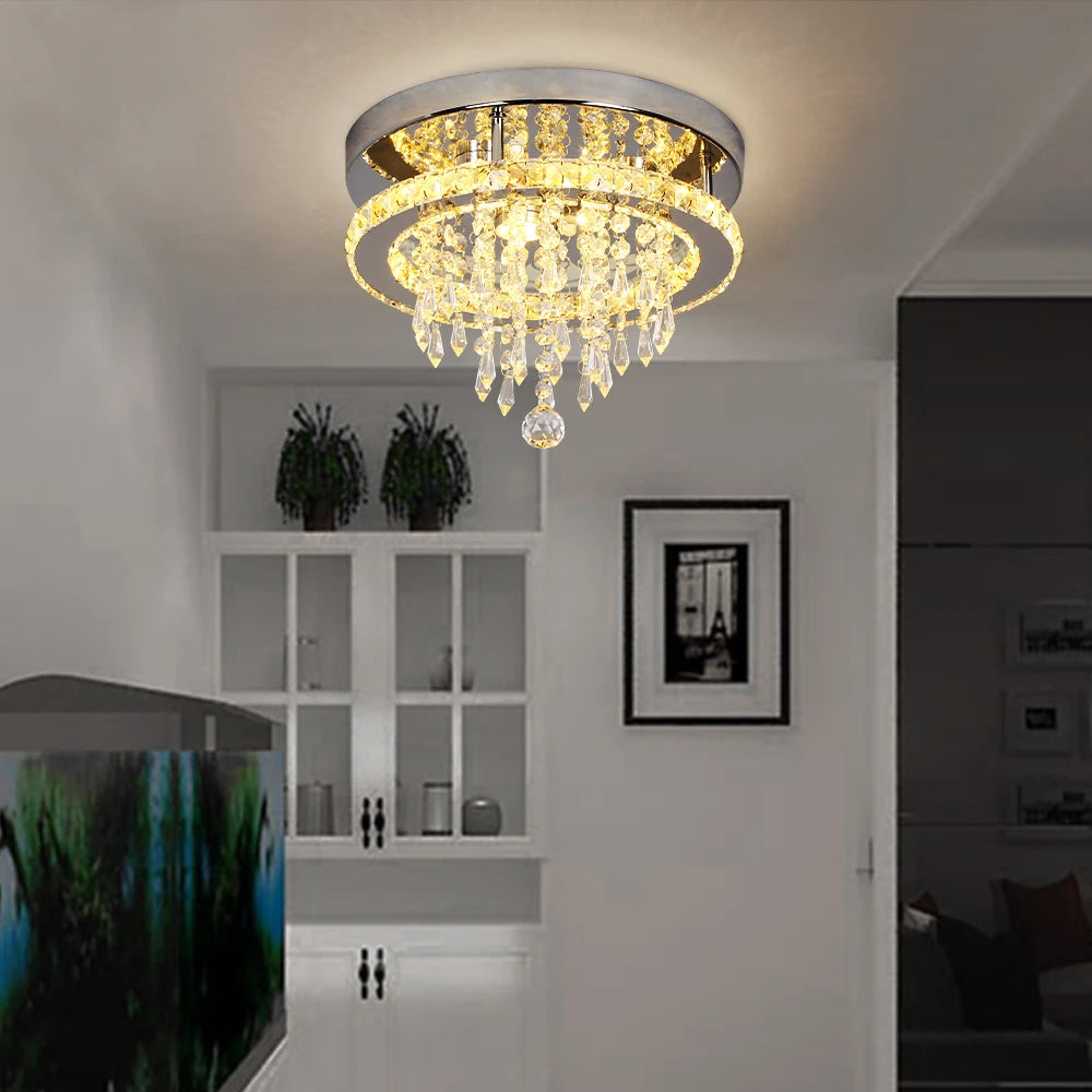 Luxury Crystal Modern LED Ceiling Chandelier Light Remote Dimming