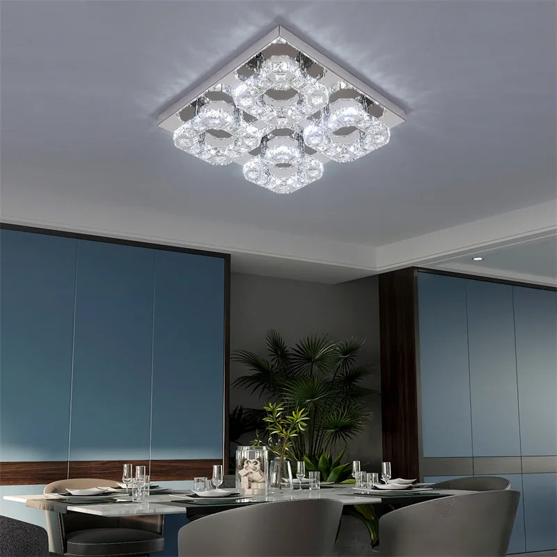 Crystal Led Ceiling Light 3 Side Crystal Chandeliers Changeable Lamp