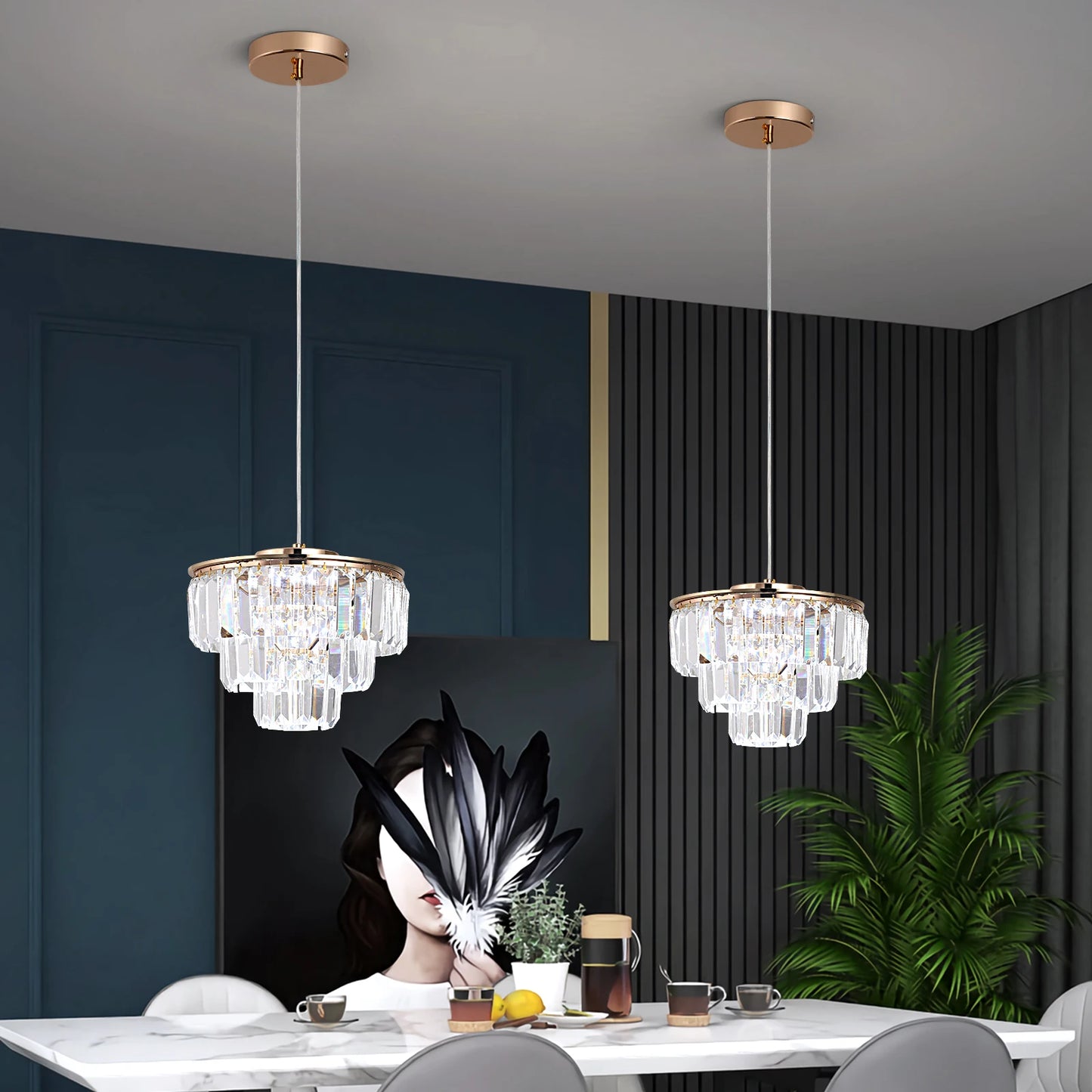 Modern Pendant Light Luxury Crystal Chandelier Glass Ceiling Lamp