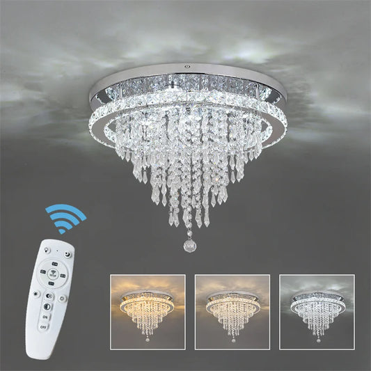 Luxury Crystal Modern LED Ceiling Chandelier Light Remote Dimming