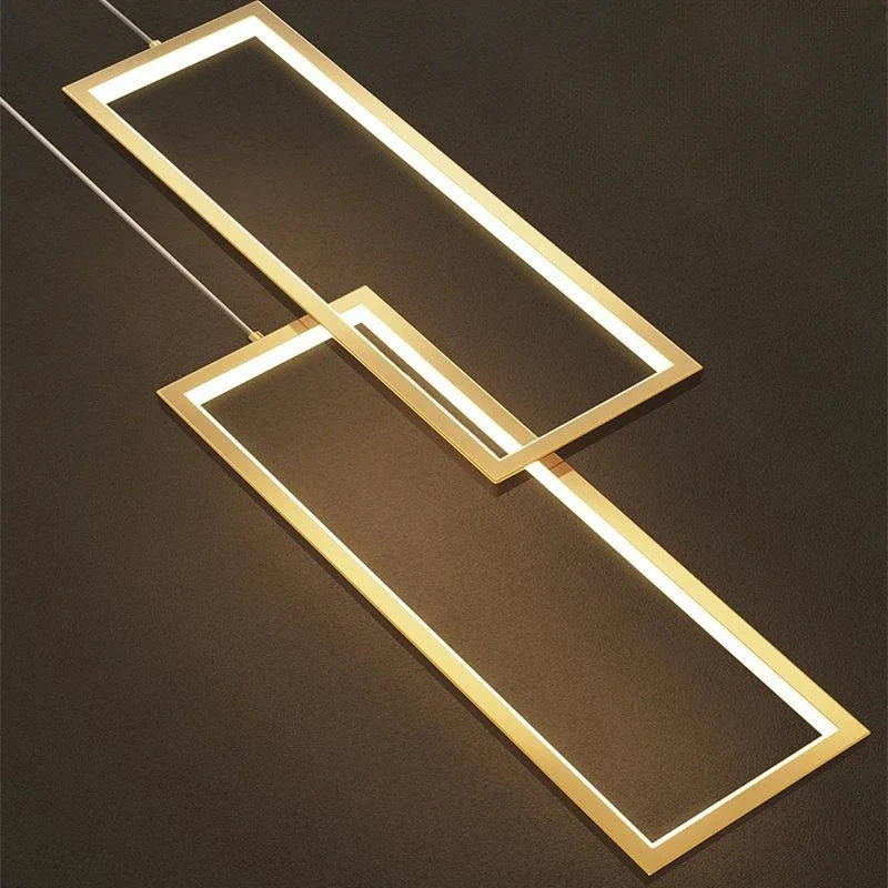 Nordic Luxury Geometric LED Chandelier Staircase Villa Duplex Hanging Lamps