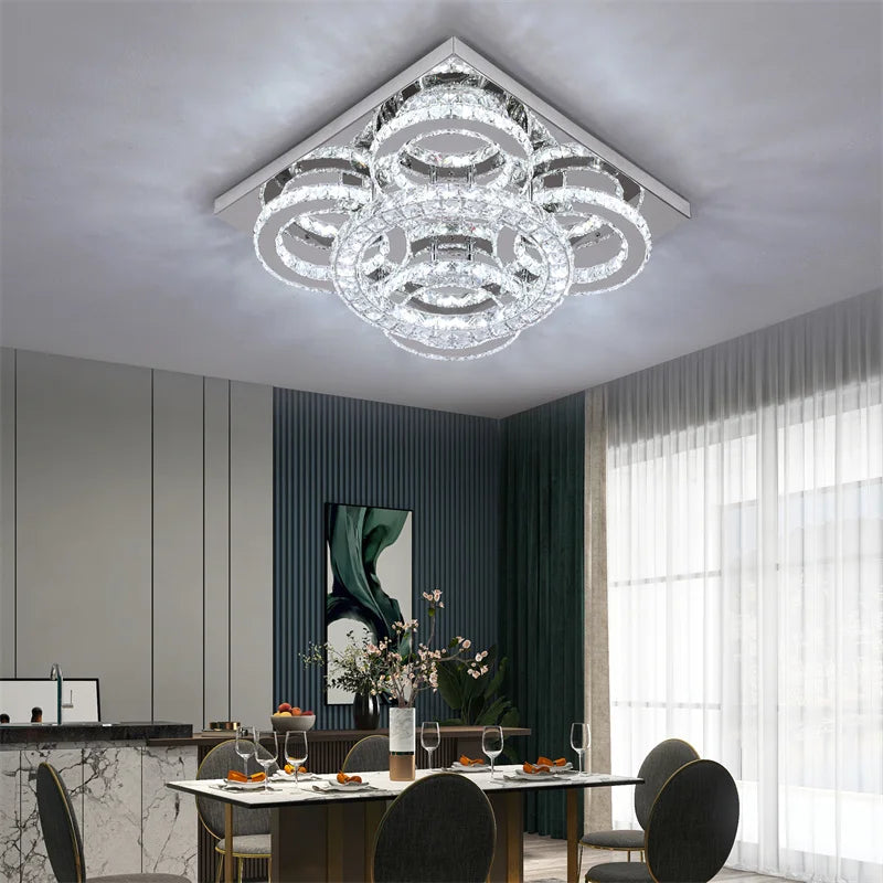 Crystal Led Ceiling Light 3 Side Crystal Chandeliers Changeable Lamp