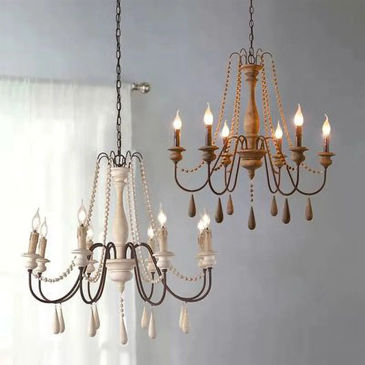 Authentic Lovers Beautiful Retro Solid wood Vintage Chandelier Lighting Lustres