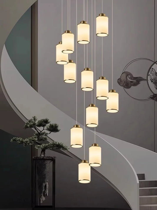 Duplex Villa Staircase LED Long Chandelier Nordic Modern Minimalist Lighting.