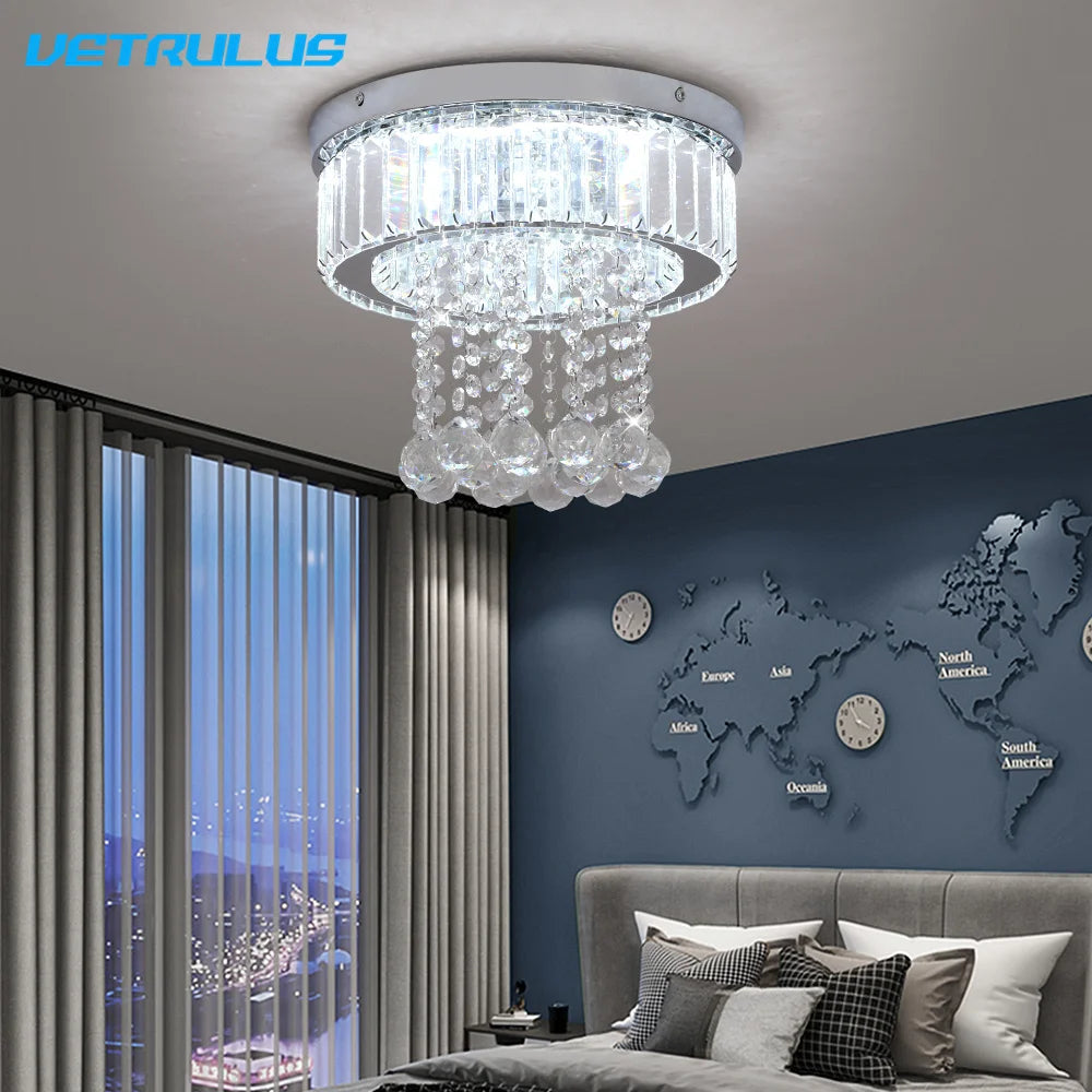 Modern Pendant Light Luxury K9 Crystal Led Ceiling Lamp Chandelier