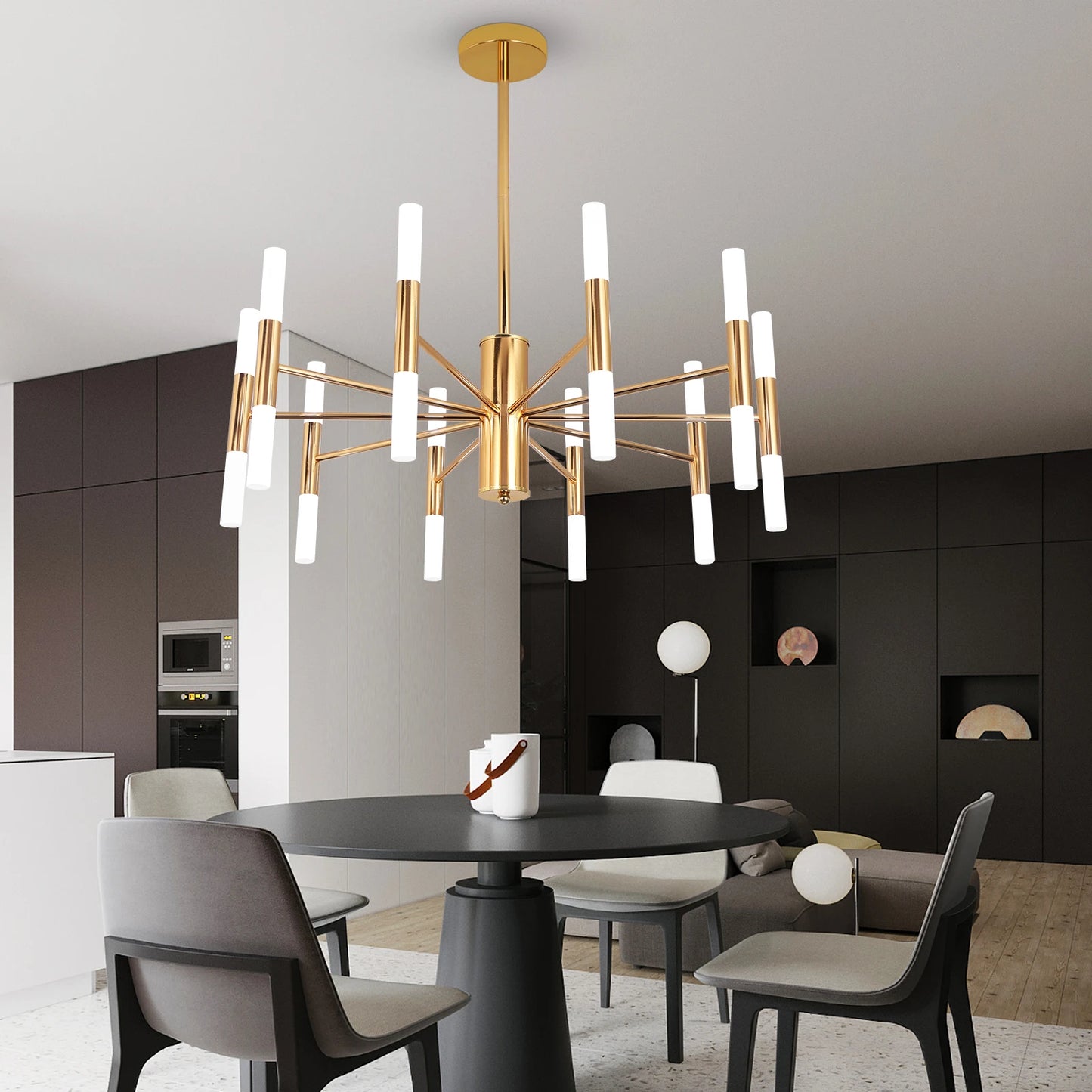 Modern Golden LED Chandelier Hotel Hall Chandeliers Living Room Ceiling Light Fixtures