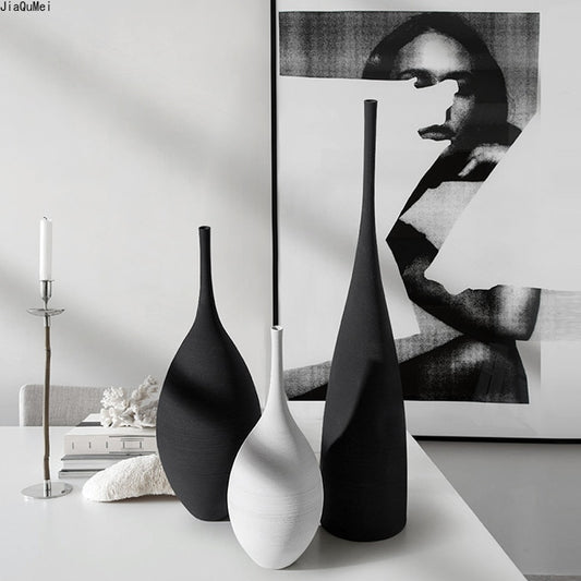 Ceramic Vase Black and White Simple Creative Design Handmade Vase